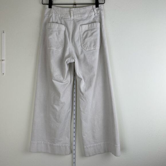 Maeve Colette Cropped Wide Leg Corduroy Pants Size 26P Cream Anthropologie - Picture 7 of 13